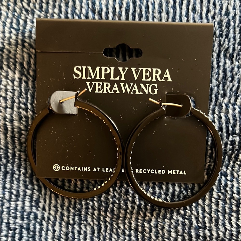 Simply Vera Vera Wang Black Hoop Earrings